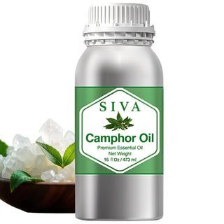 Bottle of SIVA Camphor Oil with a green label on a white background