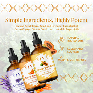 SIVA Papaya Seed, Carrot Seed Oil and Lavender Oil - Combo Set Oils
