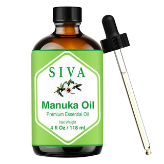 SIVA Manuka Oil bottle with dropper on a white background