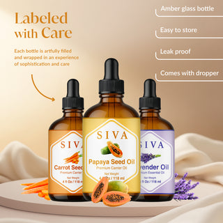 SIVA Papaya Seed, Carrot Seed Oil and Lavender Oil - Combo Set Oils