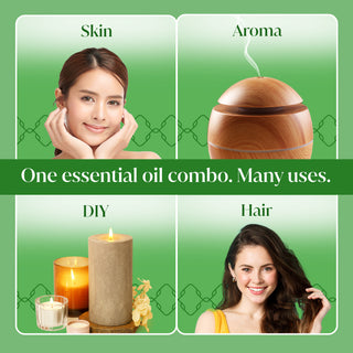 Siva Lemongrass, Tea Tree and Eucalyptus Essential Oil 4oz Bundle Super Saver Combo