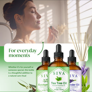Siva Tea Tree Essential Oil, Lavender Essential Oil & Eucalyptus Essential Oil 4oz Bundle Super Saver Combo