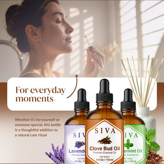 Siva Clove Bud, Peppermint and Lavender Essential Oil 4oz Bundle Super Saver Combo