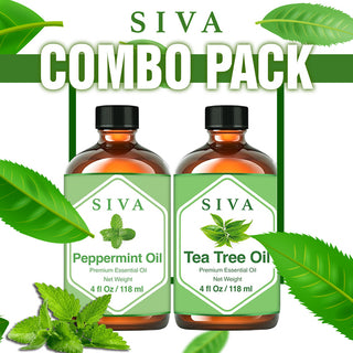 SIVA Peppermint and Tea Tree Essential Oil - Combo Set Essential Oils