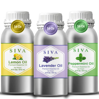 Siva Lavender, Lemon and Peppermint Essential Oil 16oz Bundle Super Saver Combo