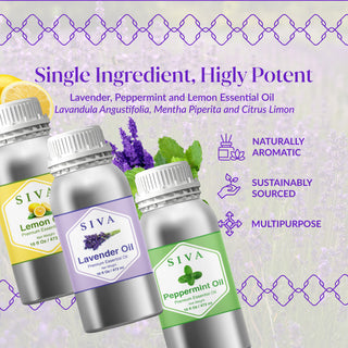 Siva Lavender, Lemon and Peppermint Essential Oil 16oz Bundle Super Saver Combo