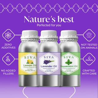 Siva Lavender, Lemon and Peppermint Essential Oil 16oz Bundle Super Saver Combo